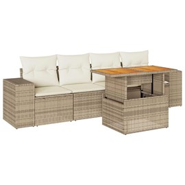 Maison exclusive - salon de jardin avec coussins 5 pcs beige résine tressée