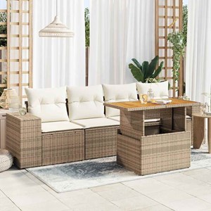 Maison exclusive - salon de jardin avec coussins 5 pcs beige résine tressée