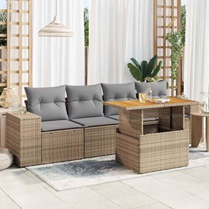 Maison exclusive - salon de jardin avec coussins 5 pcs beige résine tressée