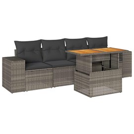Maison exclusive - salon de jardin 5 pcs avec coussins gris résine tressée