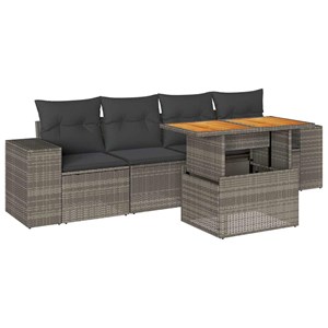 Maison exclusive - salon de jardin 5 pcs avec coussins gris résine tressée