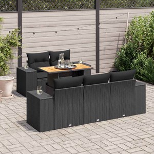 Maison exclusive - salon de jardin 6 pcs avec coussins noir résine tressée