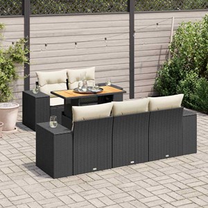 Maison exclusive - salon de jardin 6 pcs avec coussins noir résine tressée