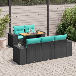 Maison exclusive - salon de jardin 6 pcs avec coussins noir résine tressée