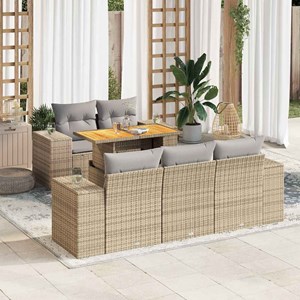 Maison exclusive - salon de jardin avec coussins 6 pcs beige résine tressée