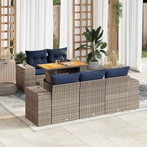 Maison exclusive - salon de jardin 6 pcs avec coussins gris résine tressée