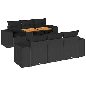 Maison exclusive - salon de jardin 7 pcs avec coussins noir résine tressée