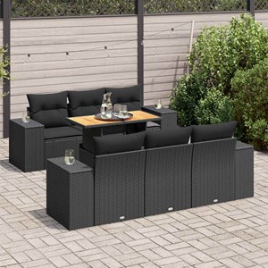 Maison exclusive - salon de jardin 7 pcs avec coussins noir résine tressée