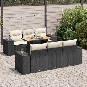 Maison exclusive - salon de jardin 7 pcs avec coussins noir résine tressée