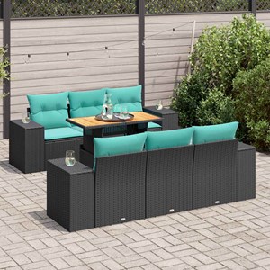 Maison exclusive - salon de jardin 7 pcs avec coussins noir résine tressée