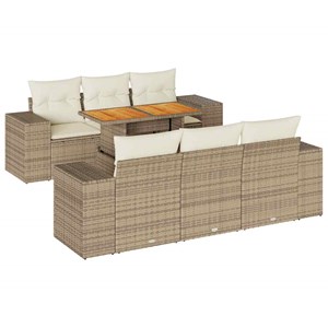 Maison exclusive - salon de jardin avec coussins 7 pcs beige résine tressée