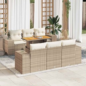 Maison exclusive - salon de jardin avec coussins 7 pcs beige résine tressée