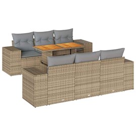 Maison exclusive - salon de jardin avec coussins 7 pcs beige résine tressée