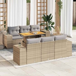 Maison exclusive - salon de jardin avec coussins 7 pcs beige résine tressée