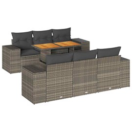 Maison exclusive - salon de jardin avec coussins 7 pcs gris résine tressée