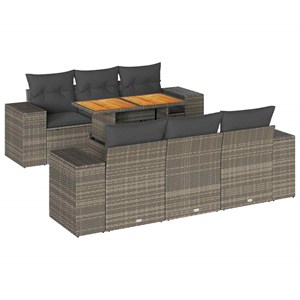 Maison exclusive - salon de jardin avec coussins 7 pcs gris résine tressée