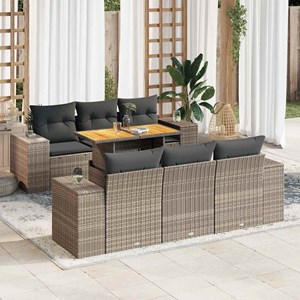 Maison exclusive - salon de jardin avec coussins 7 pcs gris résine tressée