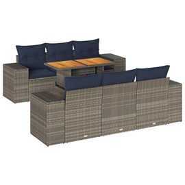 Maison exclusive - salon de jardin avec coussins 7 pcs gris résine tressée