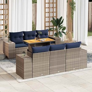 Maison exclusive - salon de jardin avec coussins 7 pcs gris résine tressée