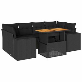 Maison exclusive - salon de jardin 7 pcs avec coussins noir résine tressée