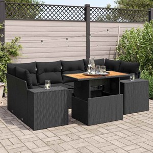 Maison exclusive - salon de jardin 7 pcs avec coussins noir résine tressée