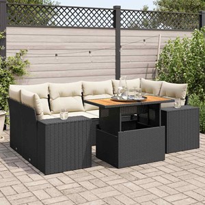 Maison exclusive - salon de jardin 7 pcs avec coussins noir résine tressée