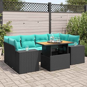 Maison exclusive - salon de jardin 7 pcs avec coussins noir résine tressée