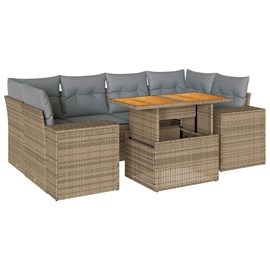 Maison exclusive - salon de jardin avec coussins 7 pcs beige résine tressée