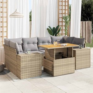 Maison exclusive - salon de jardin avec coussins 7 pcs beige résine tressée