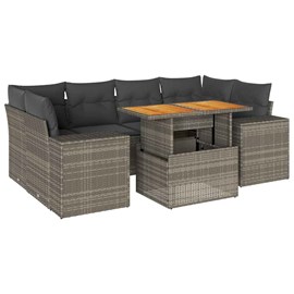 Maison exclusive - salon de jardin avec coussins 7 pcs gris résine tressée