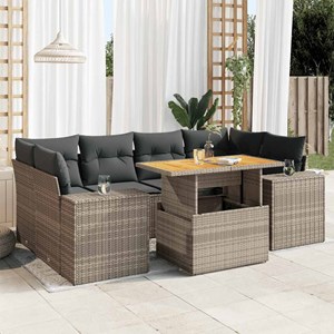 Maison exclusive - salon de jardin avec coussins 7 pcs gris résine tressée