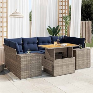 Maison exclusive - salon de jardin avec coussins 7 pcs gris résine tressée