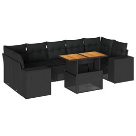 Maison exclusive - salon de jardin 8 pcs avec coussins noir résine tressée