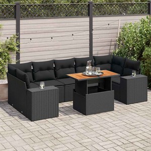 Maison exclusive - salon de jardin 8 pcs avec coussins noir résine tressée