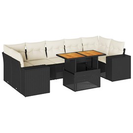 Maison exclusive - salon de jardin 8 pcs avec coussins noir résine tressée