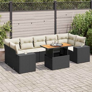 Maison exclusive - salon de jardin 8 pcs avec coussins noir résine tressée