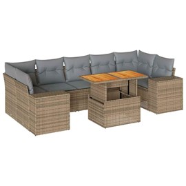 Maison exclusive - salon de jardin avec coussins 8 pcs beige résine tressée