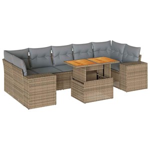 Maison exclusive - salon de jardin avec coussins 8 pcs beige résine tressée