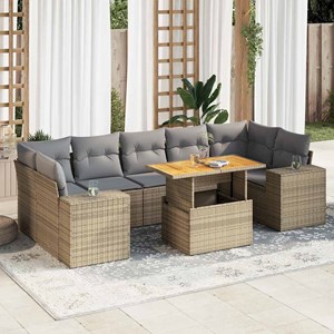 Maison exclusive - salon de jardin avec coussins 8 pcs beige résine tressée