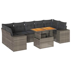 Maison exclusive - salon de jardin 8 pcs avec coussins gris résine tressée
