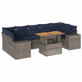 Maison exclusive - salon de jardin 8 pcs avec coussins gris résine tressée