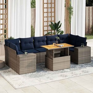 Maison exclusive - salon de jardin 8 pcs avec coussins gris résine tressée