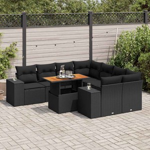 Maison exclusive - salon de jardin 9 pcs avec coussins noir résine tressée