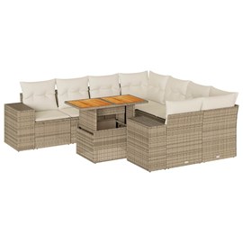 Maison exclusive - salon de jardin avec coussins 9 pcs beige résine tressée