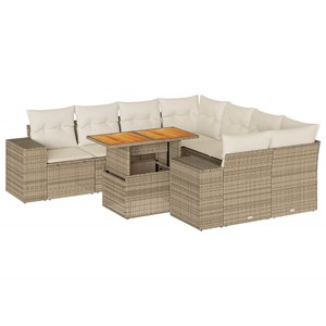 Maison exclusive - salon de jardin avec coussins 9 pcs beige résine tressée