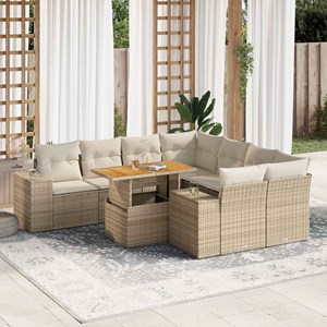 Maison exclusive - salon de jardin avec coussins 9 pcs beige résine tressée