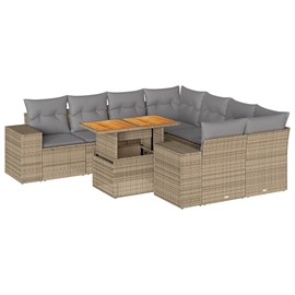 Maison exclusive - salon de jardin avec coussins 9 pcs beige résine tressée
