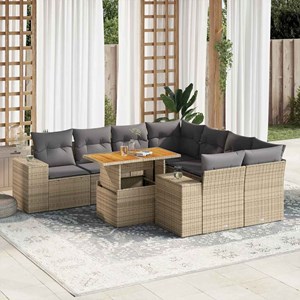 Maison exclusive - salon de jardin avec coussins 9 pcs beige résine tressée