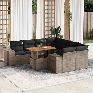 Maison exclusive - salon de jardin 9 pcs avec coussins gris résine tressée