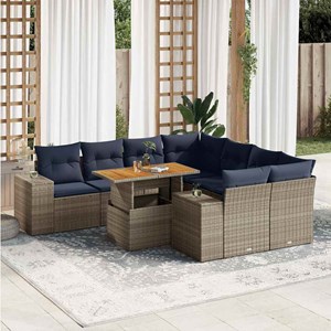 Maison exclusive - salon de jardin 9 pcs avec coussins gris résine tressée